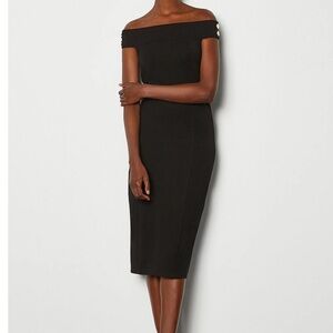Karen Millen Ponte Rivet Detail Bardot Dress Size 10